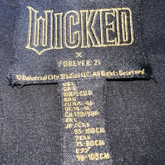 Wicked x Forever 21 Pajama Set Women’s Size L Black Satin Sparkle Embellished - Picture 3 of 12